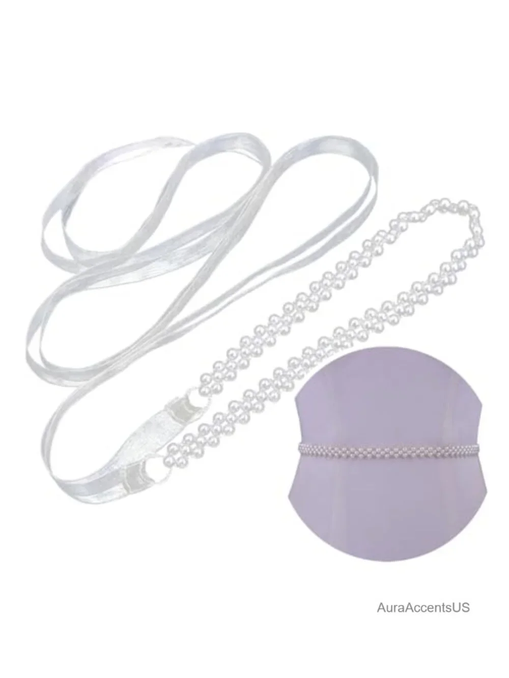 Handmade Acrylic Pearl and Organza Bridal Belt, Adjustable Obi Sash